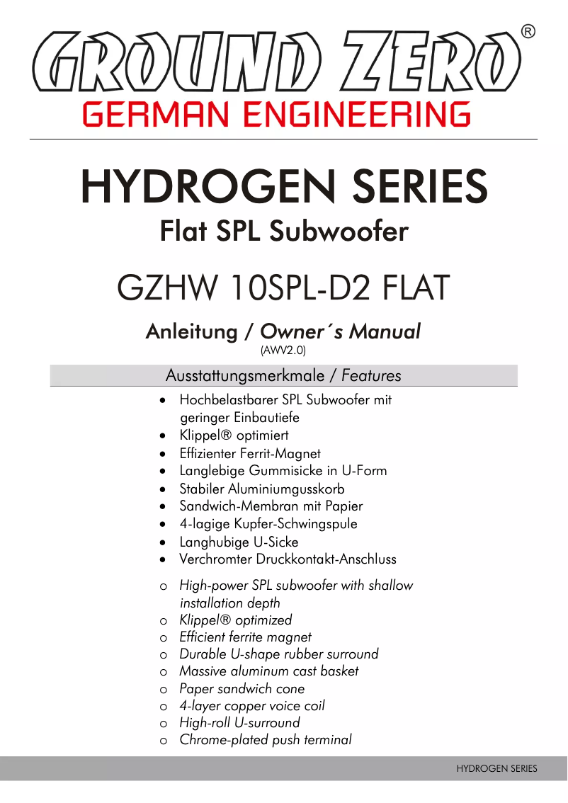 Imagen de la primera página del manual del dispositivo GZHW 10SPL-D2 FLAT