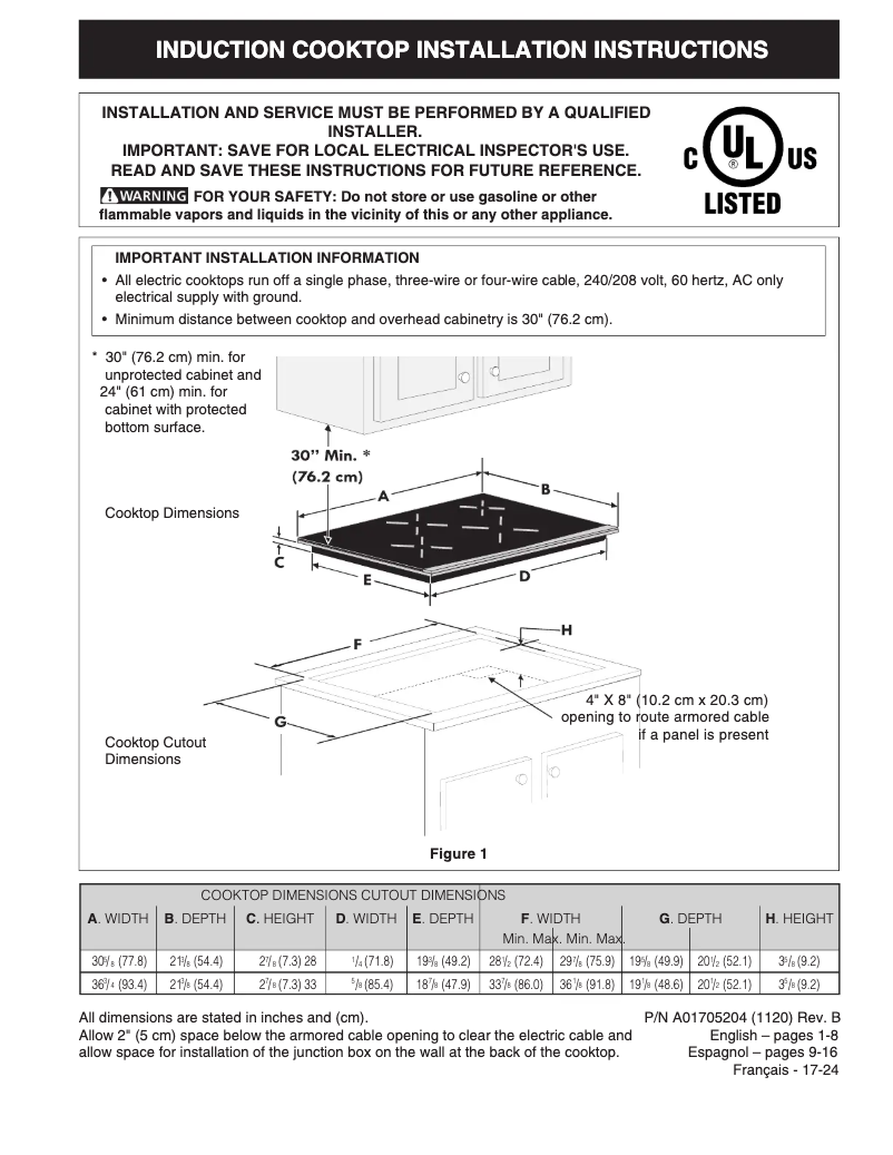 Page 1 de la notice Guide d'installation Electrolux ECCI3068AS