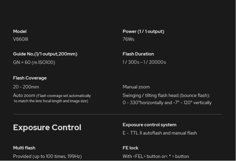 Page 1 of the manual Technical Sheet Godox V860IIIC