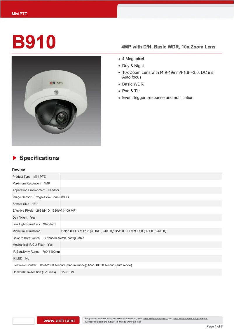 Image de la première page du manuel de l'appareil B910