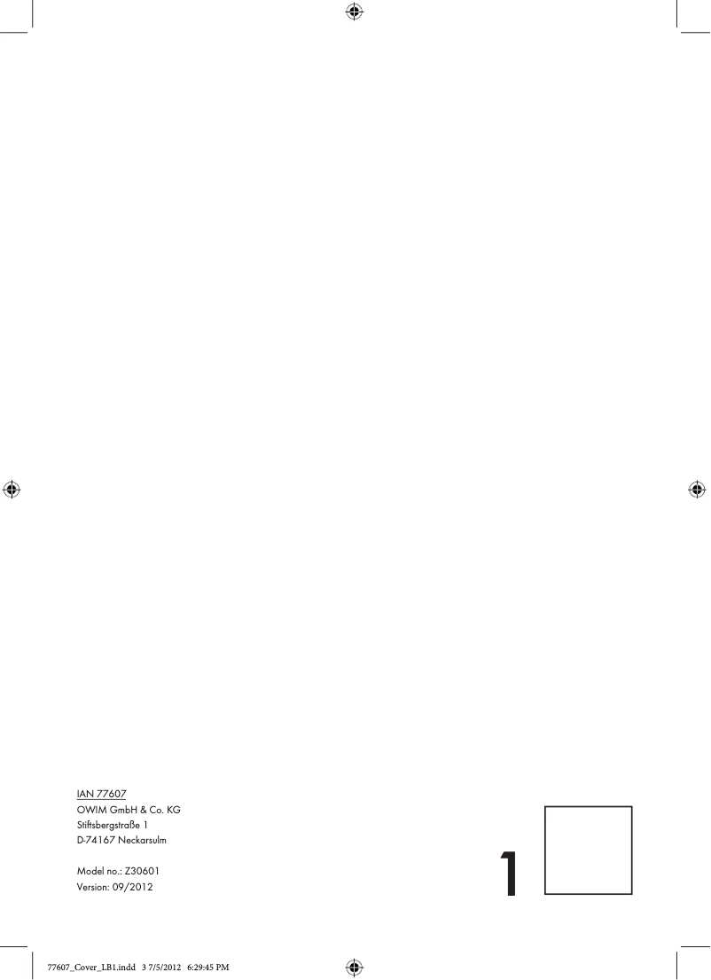 Page n°1 - Manuel utilisateur Crivit IAN 77607