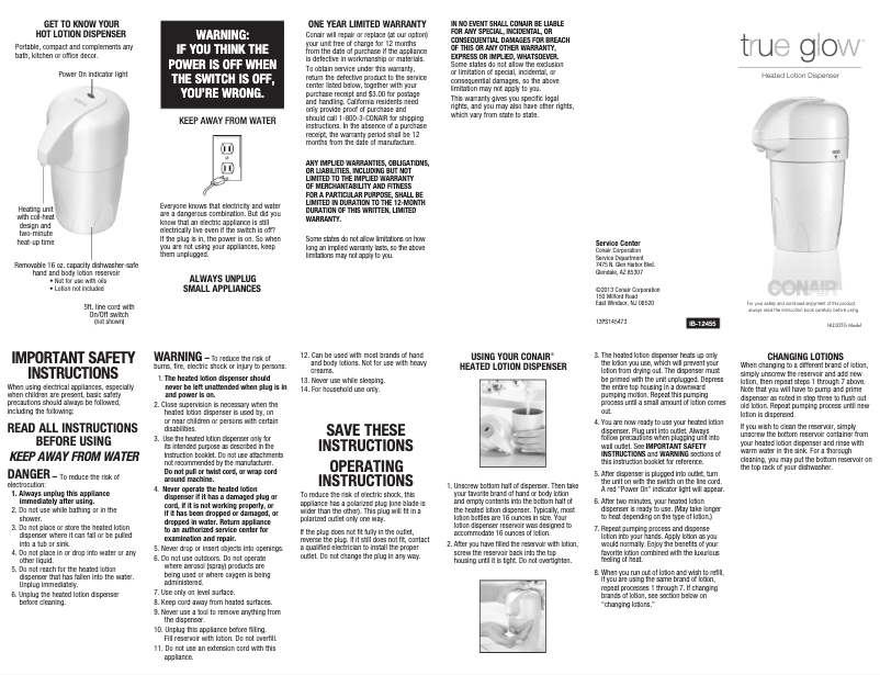 Image de la première page du manuel de l'appareil HLD23TGR