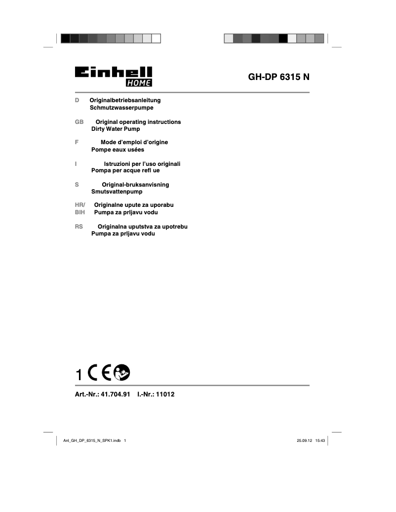 Page 1 de la notice Manuel utilisateur Einhell GH-DP 6315 N