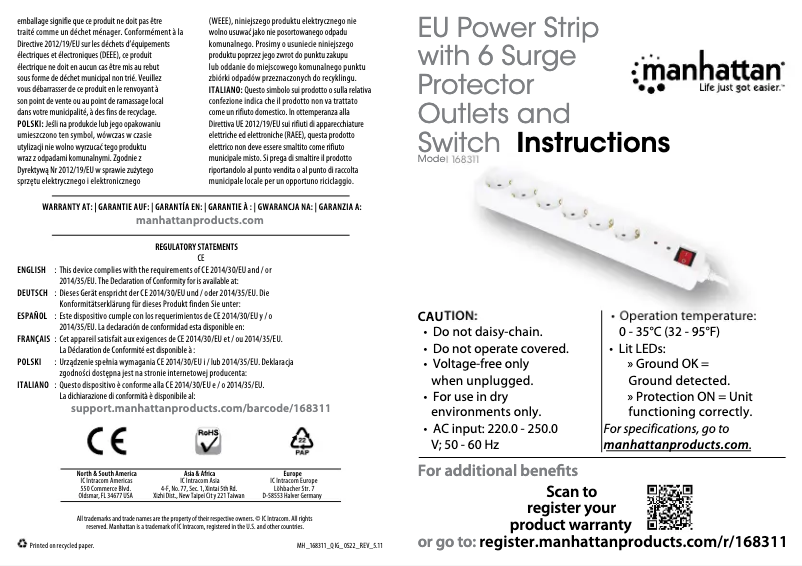 Page 1 de la notice Manuel utilisateur Manhattan 168311