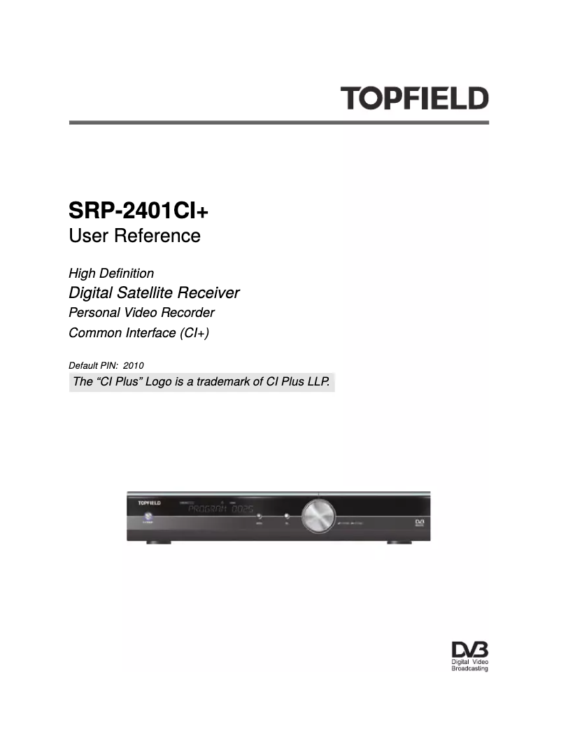 Page 1 de la notice Manuel utilisateur Topfield SRP-2401CI Plus