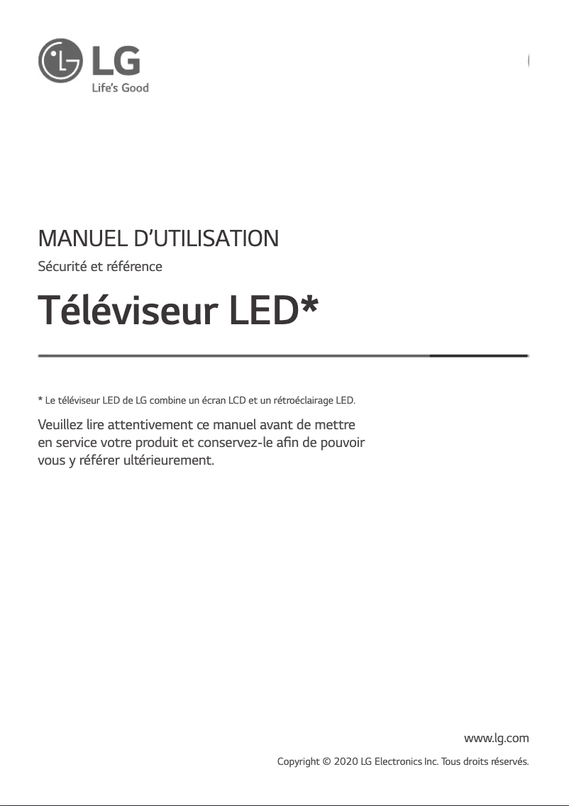 Image de la première page du manuel de l'appareil 65UN70006LA