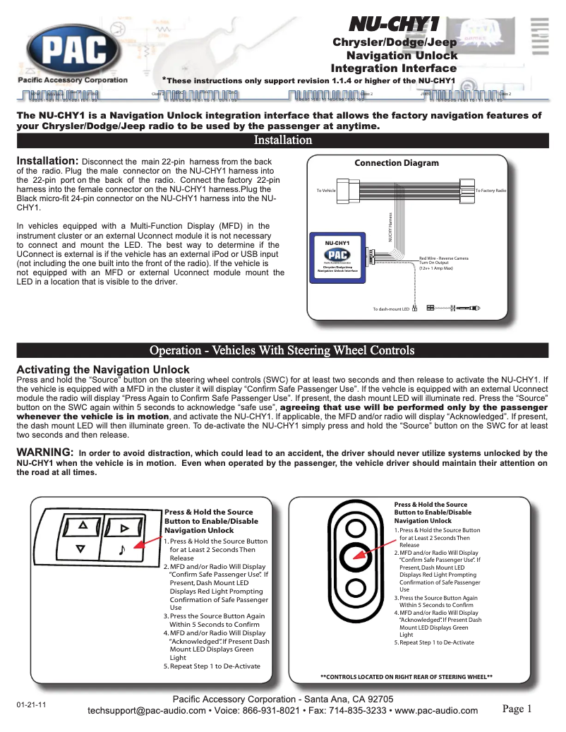 Page 1 de la notice Manuel utilisateur PAC NU-CHY1