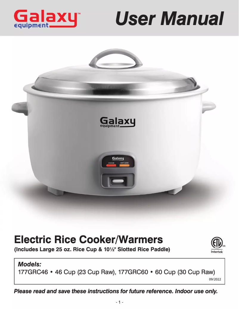 Page 1 de la notice Manuel utilisateur GALAXY GRC60