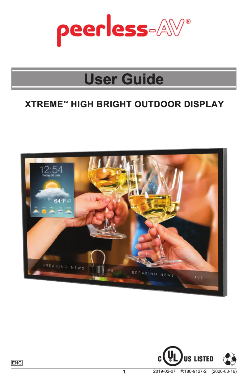 Page n°1 - Manuel utilisateur Peerless-AV Xtreme XHB652