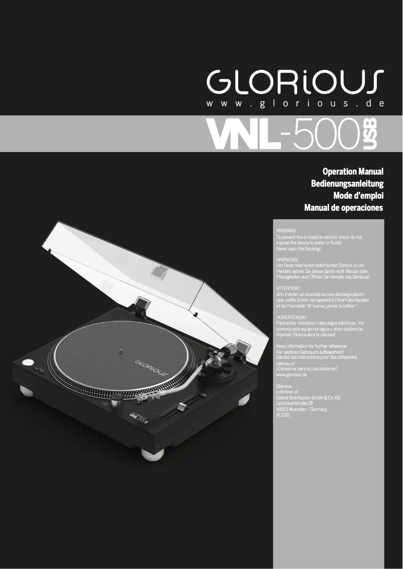 Page 1 de la notice Manuel utilisateur Glorious VNL-500 USB