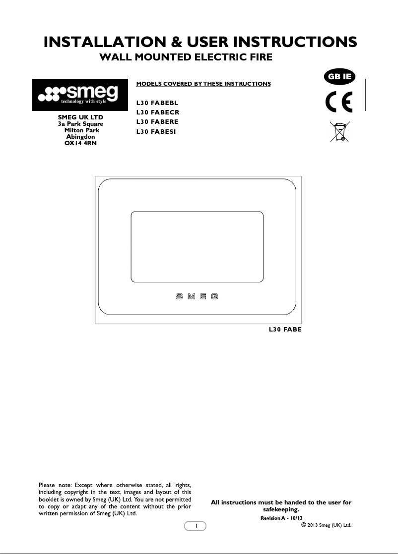 Page n°1 - Manuel utilisateur Smeg L30FABERE