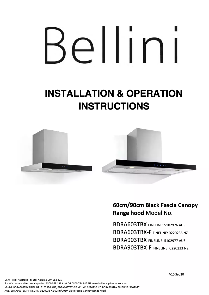 Image de la première page du manuel de l'appareil BDRA903TBX