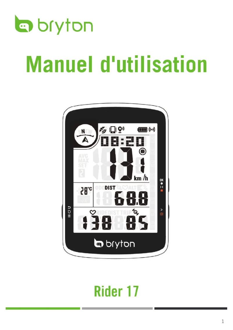 Page 1 de la notice Manuel utilisateur Bryton Rider 17