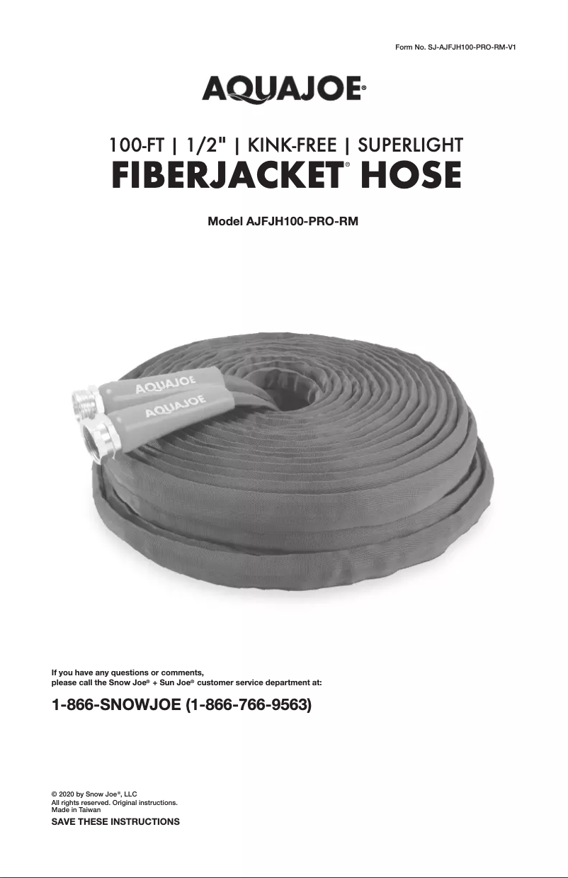 Page 1 of the manual User Manual Aqua Joe AJFJH100-PRO-RM