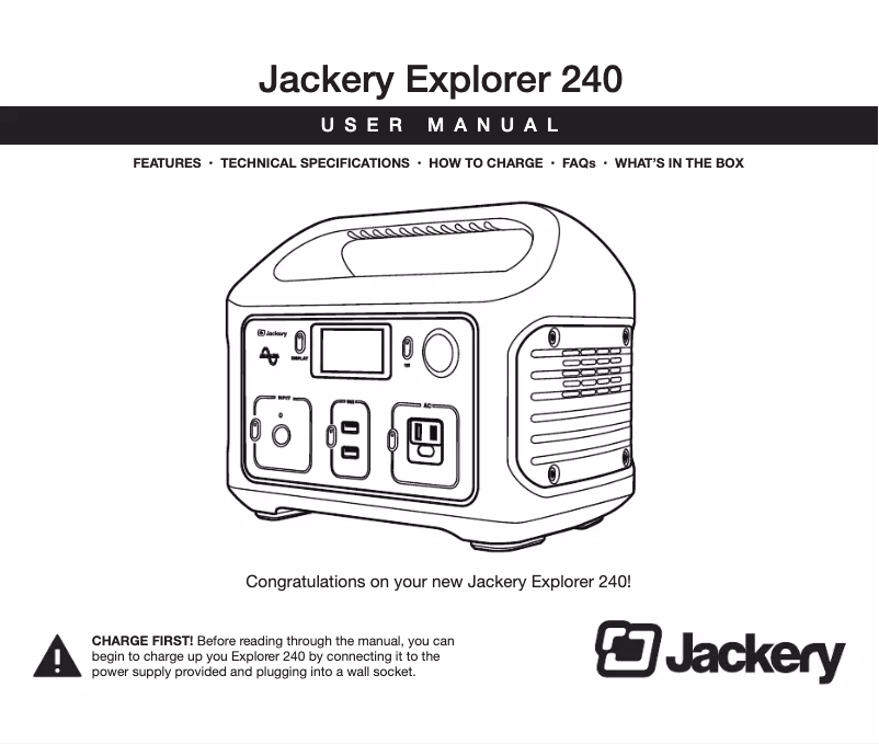 Page n°1 - Manuel utilisateur Jackery Explorer 240