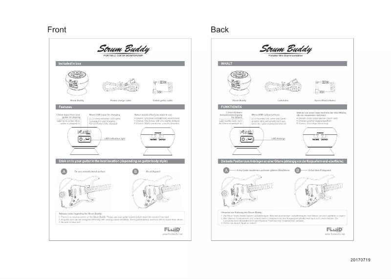 Page 1 de la notice Manuel utilisateur Fluid Strum Buddy
