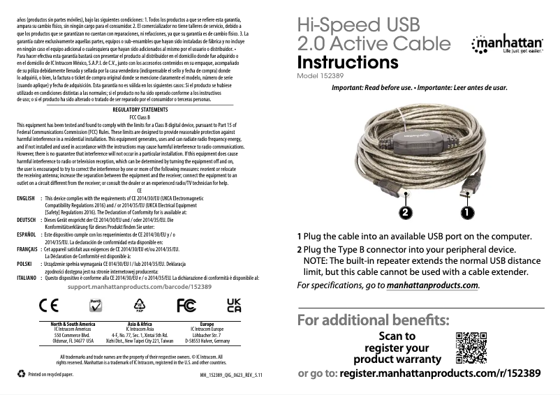 Image de la première page du manuel de l'appareil 152389