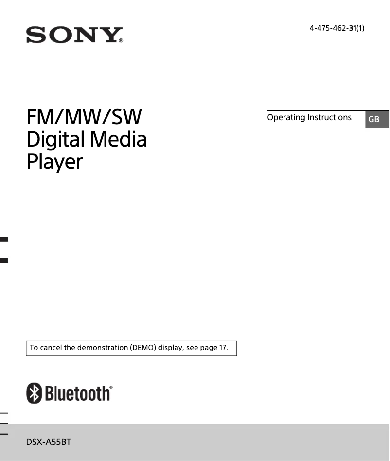 Page 1 de la notice Manuel utilisateur Sony DSX-A55BT