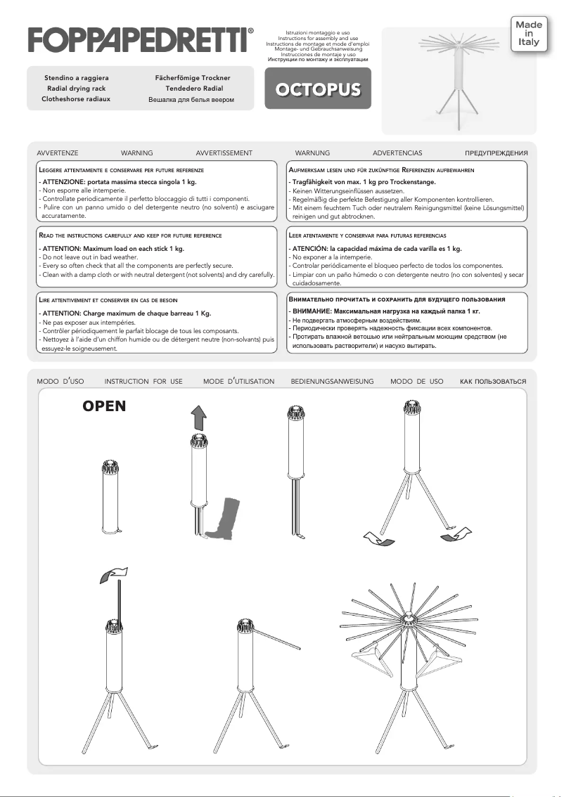 Page 1 de la notice Manuel utilisateur Foppapedretti Octopus