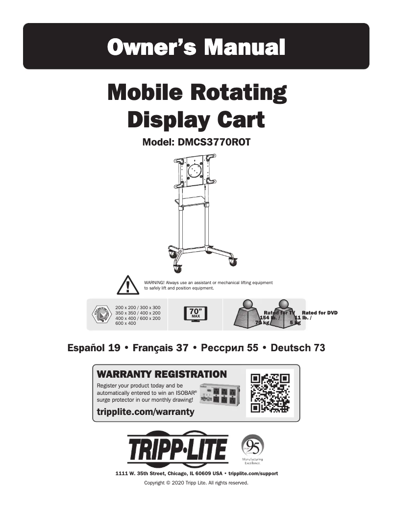 Page n°1 - Manuel utilisateur Tripp Lite DMCS3770ROT