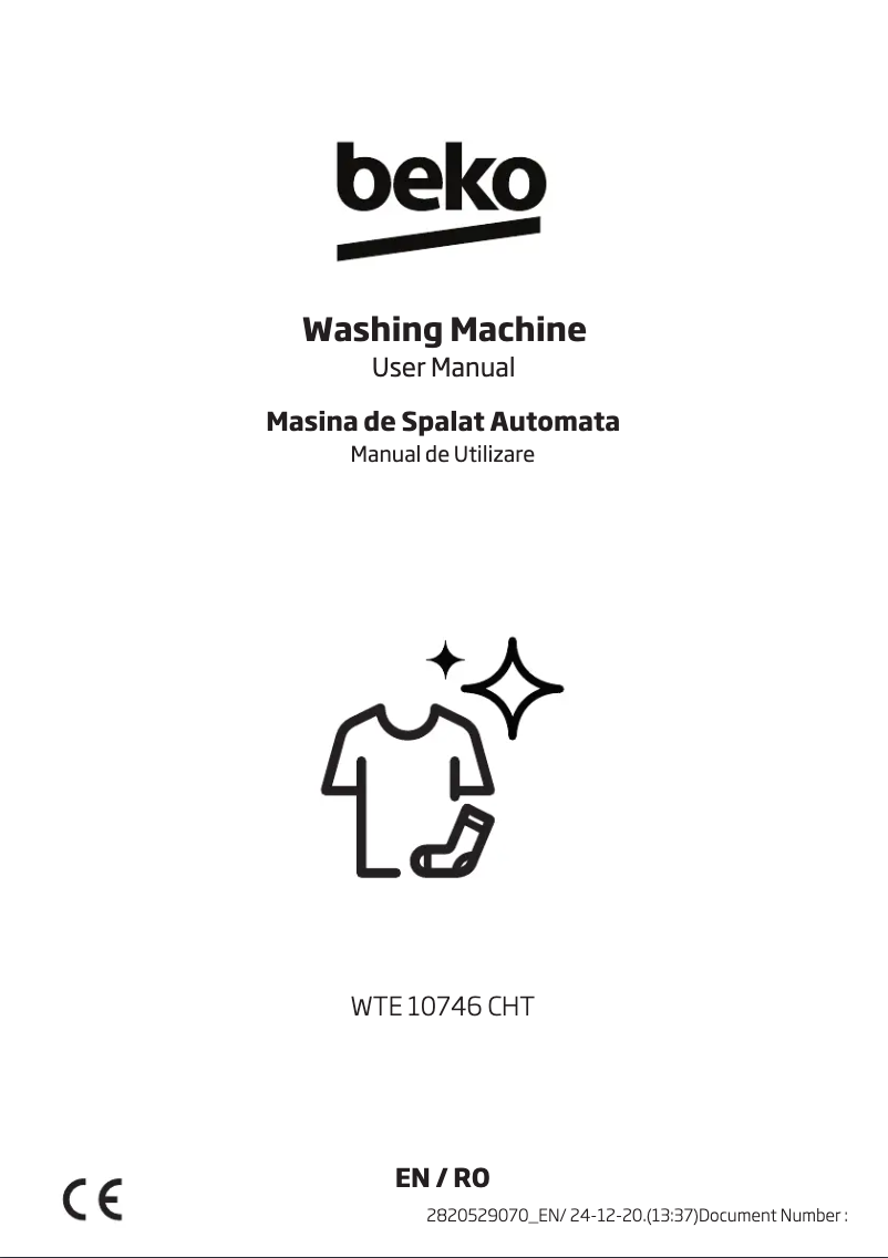 Page 1 de la notice Manuel utilisateur Beko WTE 10746 CHT