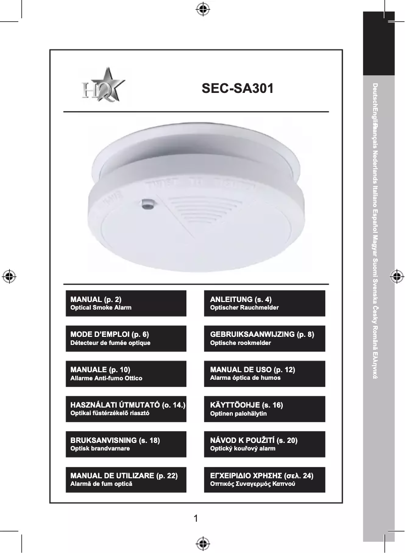 Page n°1 - Manuel utilisateur HQ SEC-SA301