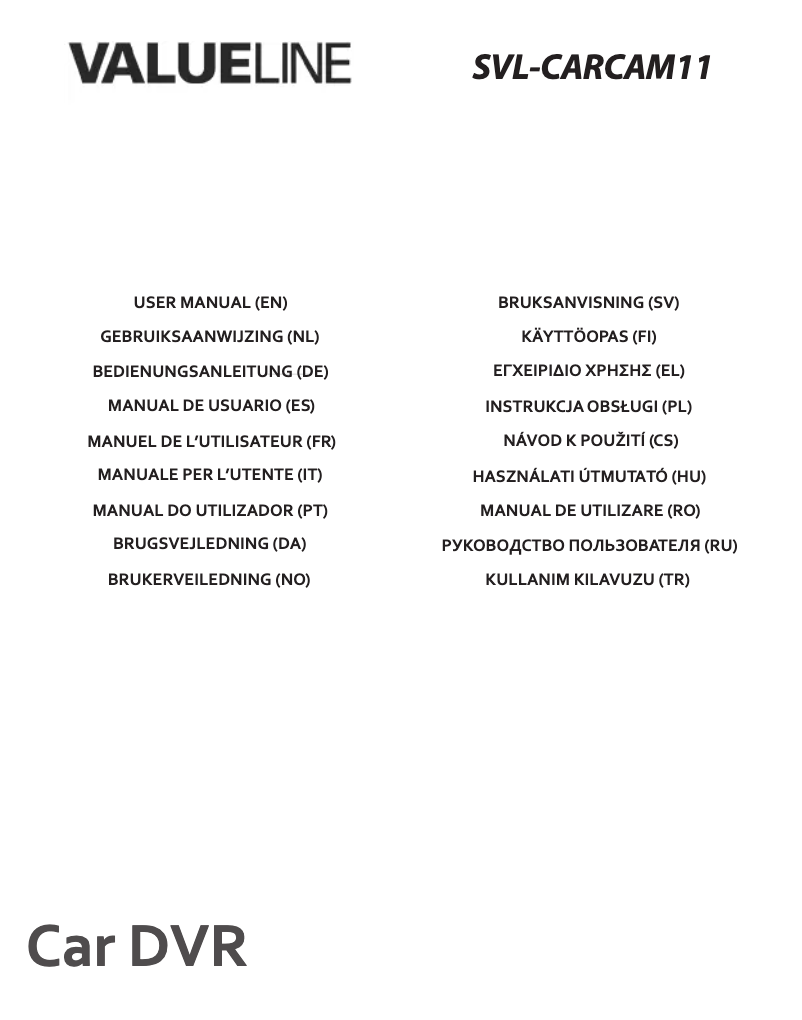Page 1 de la notice Manuel utilisateur Valueline SVL-CARCAM11