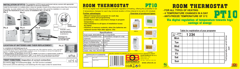 Page 1 de la notice Manuel utilisateur Elektrobock PT10