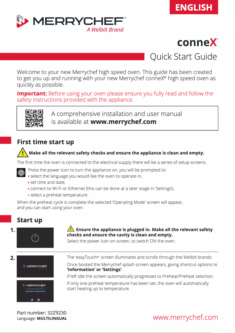 Page 1 de la notice Manuel utilisateur Merrychef ConneX 16
