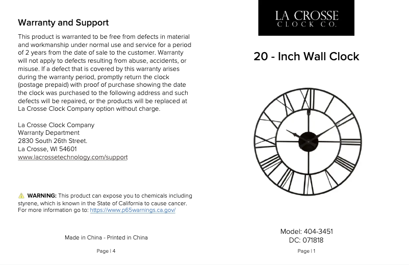 Page 1 de la notice Manuel utilisateur La Crosse Technology 404-3451