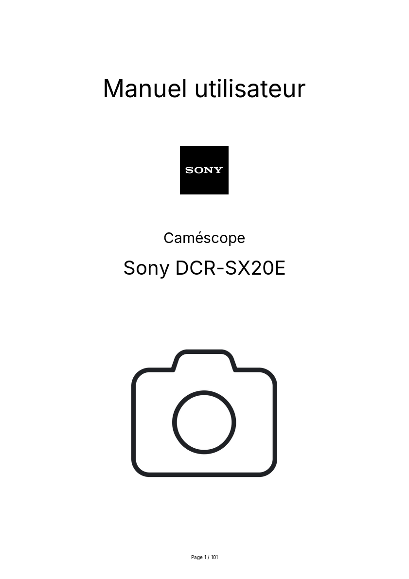 Page n°1 - Manuel utilisateur Sony DCR-SX20E