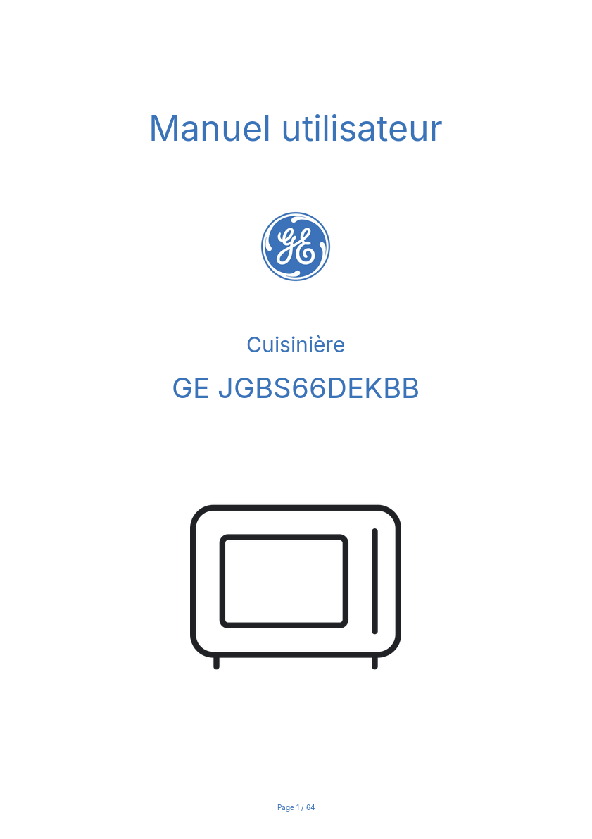 Image de la première page du manuel de l'appareil JGBS66DEKBB