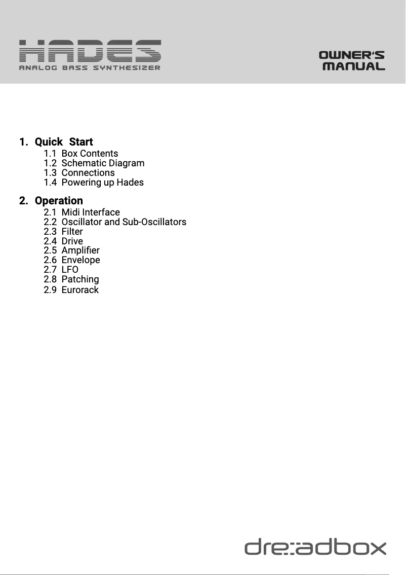 Image de la première page du manuel de l'appareil Hades