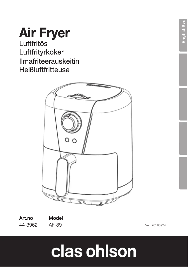 Page 1 de la notice Manuel utilisateur Clas Ohlson AF-89