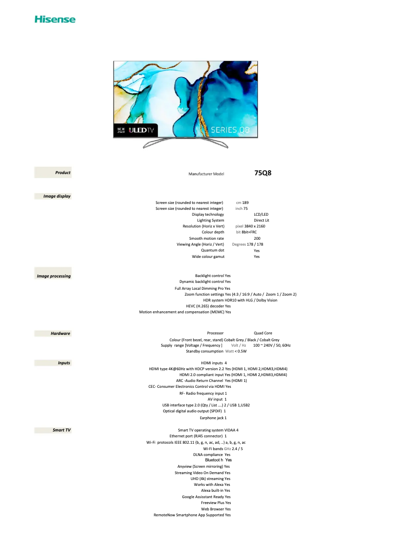 Image de la première page du manuel de l'appareil 75Q8