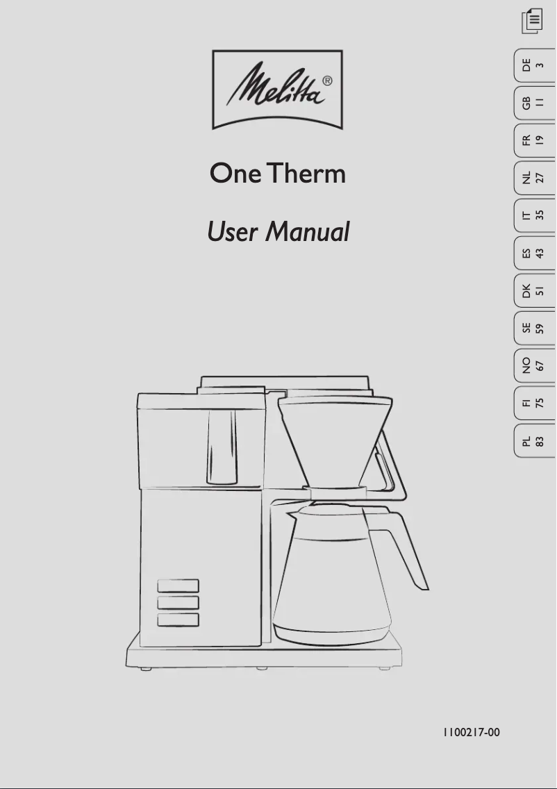 Page 1 de la notice Manuel utilisateur Melitta One Therm