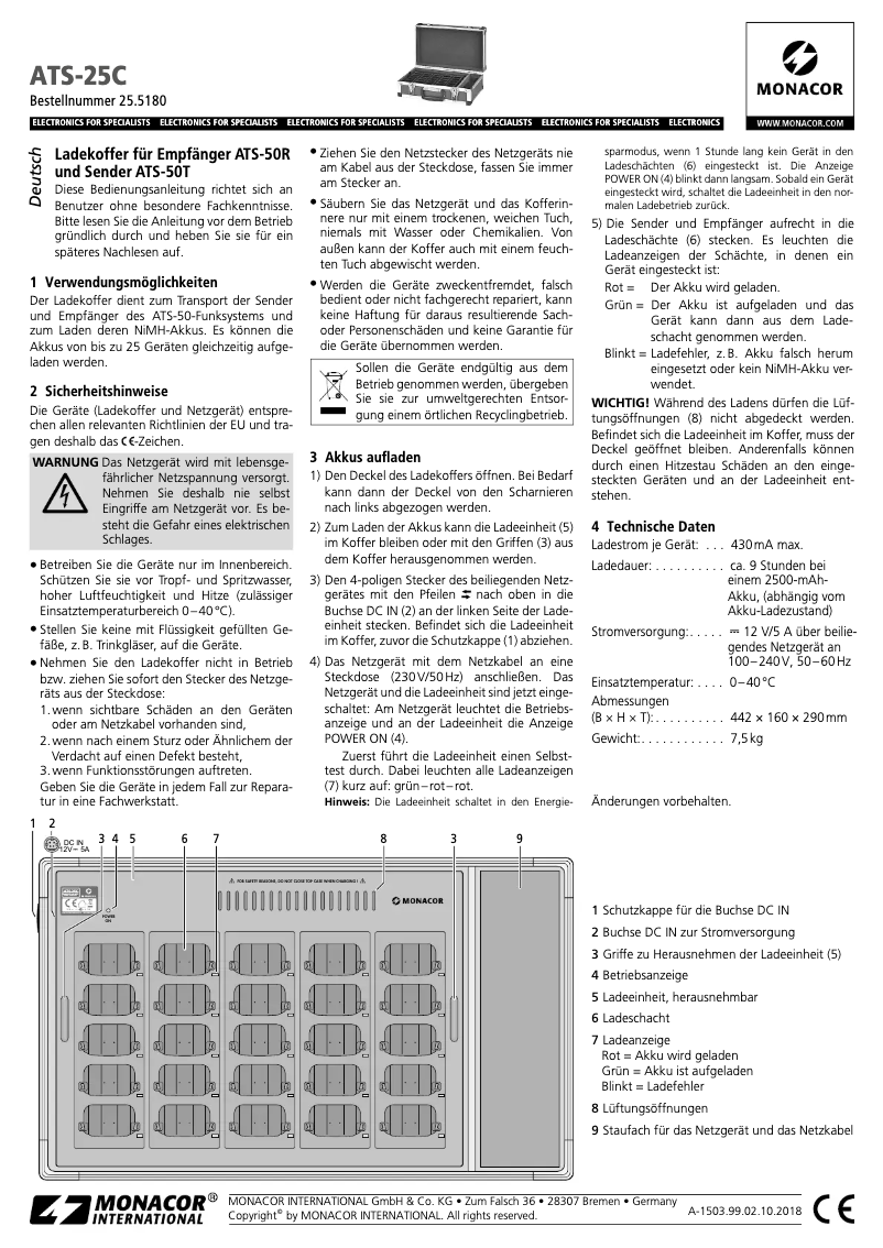 Page n°1 - Manuel utilisateur Monacor ATS-25C