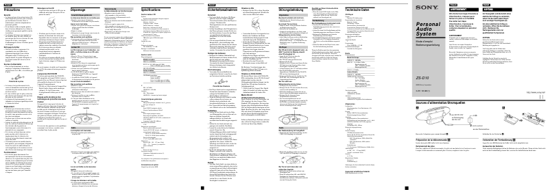Page n°1 - Manuel utilisateur Sony ZS-D10