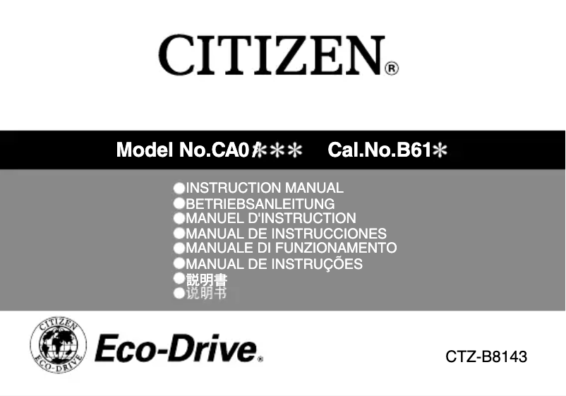 Page n°1 - Manuel utilisateur Citizen CAL B612