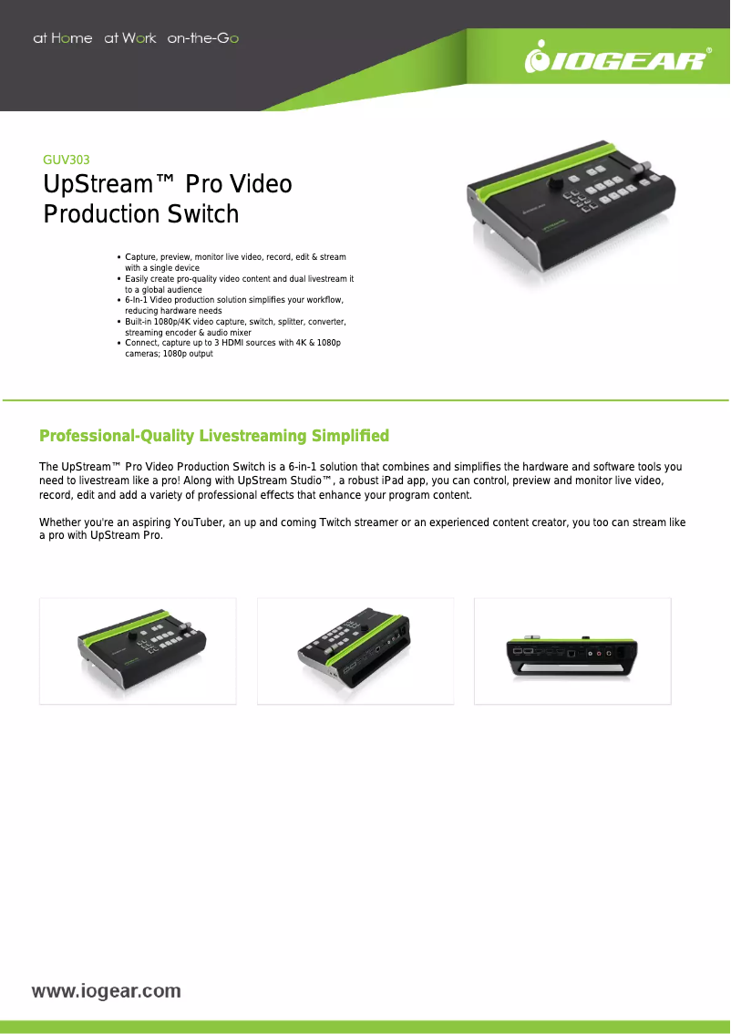 Page 1 de la notice Manuel utilisateur iogear Upstream Pro GUV303