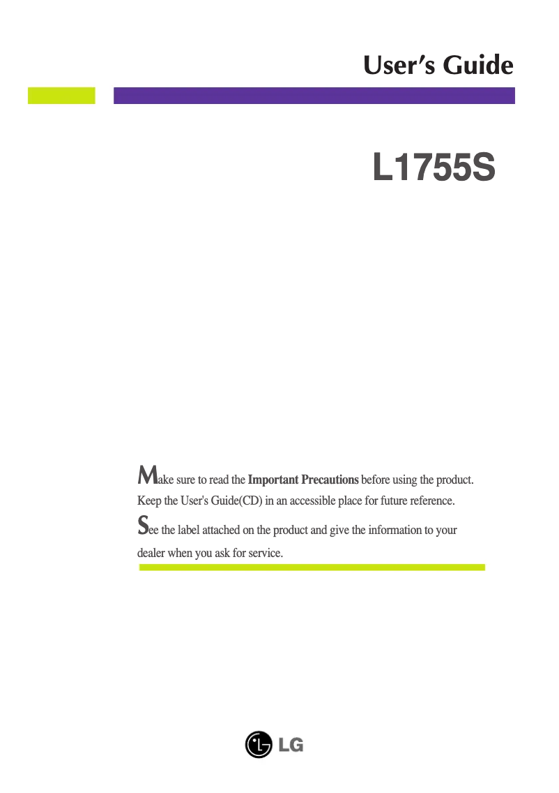 Page n°1 - Manuel utilisateur LG L1755S