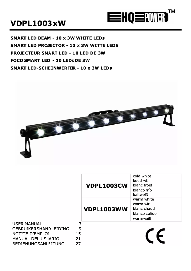 Page 1 de la notice Manuel utilisateur HQ Power VDPL1003CW