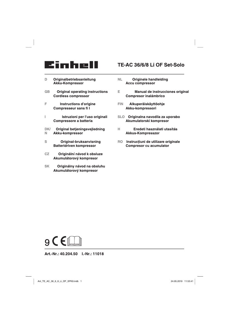 Page n°1 - Manuel utilisateur Einhell TE-AC 36/6/8 Li