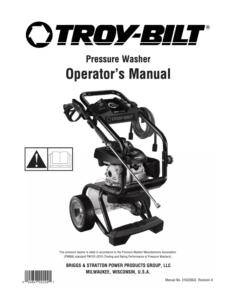Page n°1 - Manuel utilisateur Troy-Bilt 3100 PSI 020678