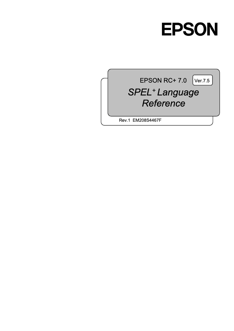 Page n°1 - Manuel utilisateur Epson RC+ 7.0