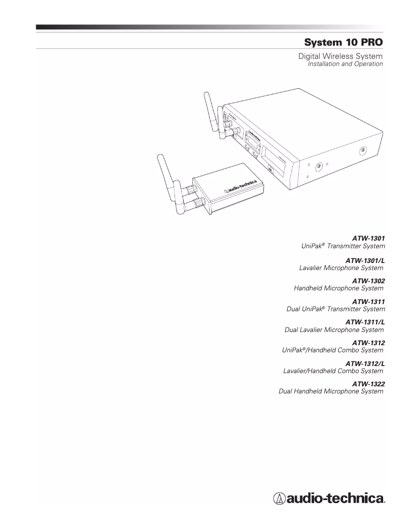 Page n°1 - Manuel utilisateur Audio-Technica ATW-1312/L