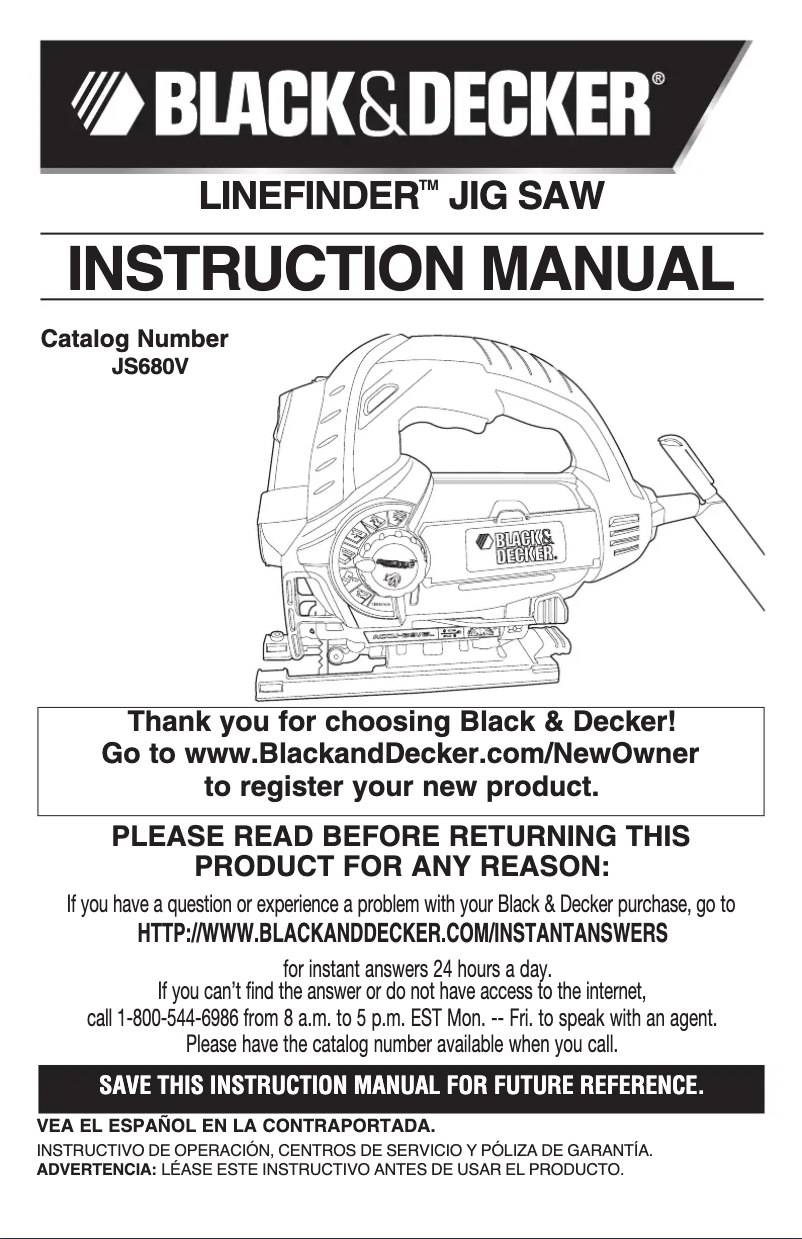 Page n°1 - Manuel utilisateur Black & Decker JS700LK