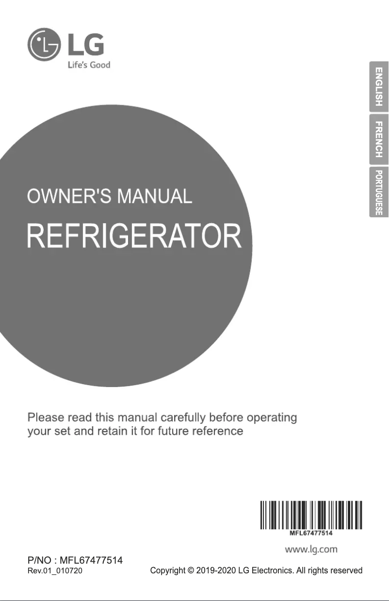 Page 1 de la notice Manuel utilisateur LG GL-F682HQHL