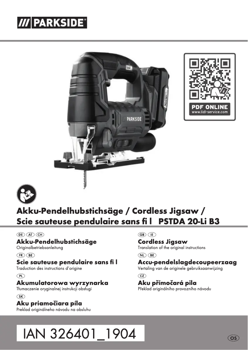 Page 1 de la notice Manuel utilisateur Parkside PSTDA 20-Li B3
