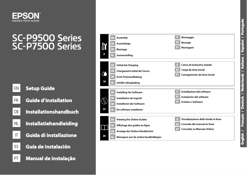 Page 1 de la notice Guide d'installation Epson SureColor SC-P7500